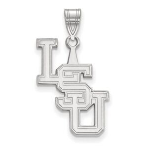 10k White Gold Louisiana State Large Pendant